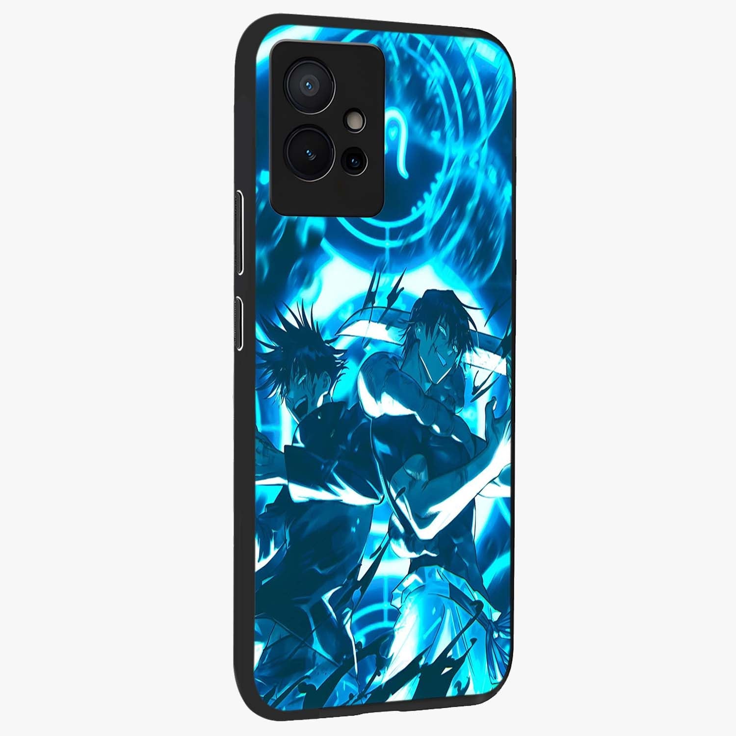 Cursed Energy Clash Glass Case upright view showcasing dramatic clash artwork with bold supernatural theme.