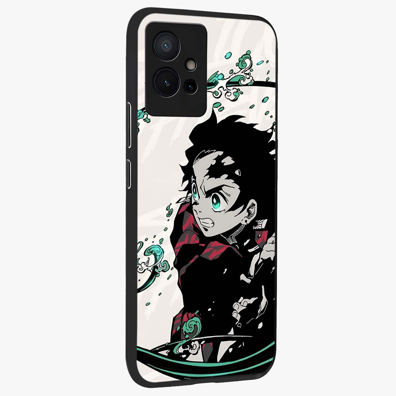 Demon Slayer Glass Case upright view showcasing powerful anime artwork with intense warrior theme.