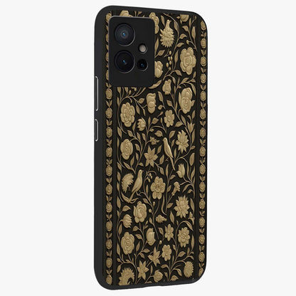 Golden Evil Eye Mandala Glass Case upright view showcasing decorative evil eye mandala artwork with spiritual aesthetic style.