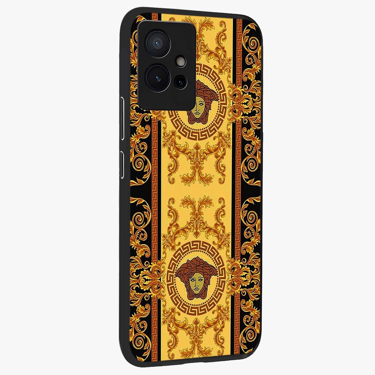 Golden Lotus Glow Glass Case upright view showcasing luminous lotus artwork with peaceful divine theme.