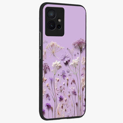 Lavender Blossom Dream Glass Case upright view showcasing delicate lavender blossom artwork with peaceful floral theme.