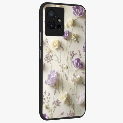 Lilac Breeze Harmony Glass Case upright view showcasing delicate lilac artwork with peaceful floral theme.