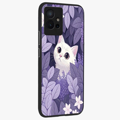 Lilac Hide Peek Cat Glass Case upright view showcasing charming cat artwork with adorable peek theme.