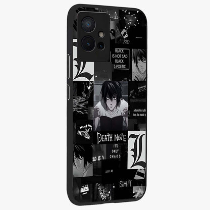 Midnight Chaos Mind Glass Case upright view showcasing expressive abstract artwork with bold dark theme.