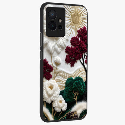 Radiant Bloom Elegance Glass Case upright view showcasing decorative flower artwork with refined botanical theme.