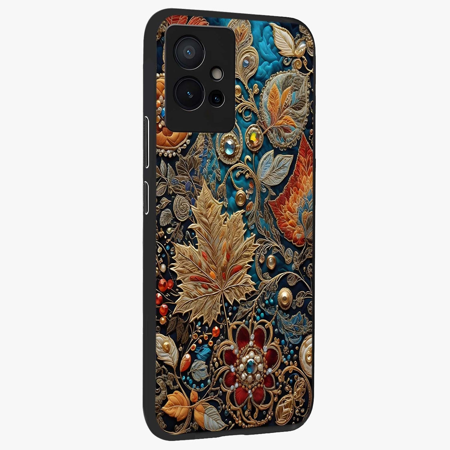 Royal Jewel Garden Glass Case upright view showcasing rich floral artwork with luxurious garden theme.