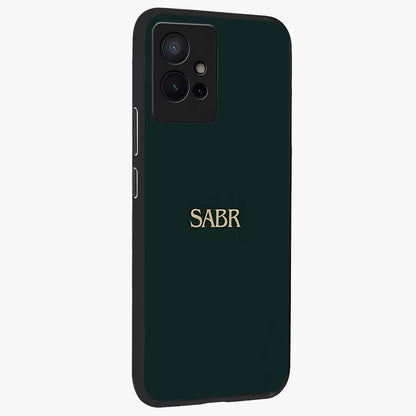 Sabr Minimal Patience Glass Case upright view showcasing calm minimalist artwork with motivational patience theme.