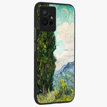 Van Gogh Vintage Art Glass Case upright view showcasing elegant vintage painting artwork with artistic heritage theme.