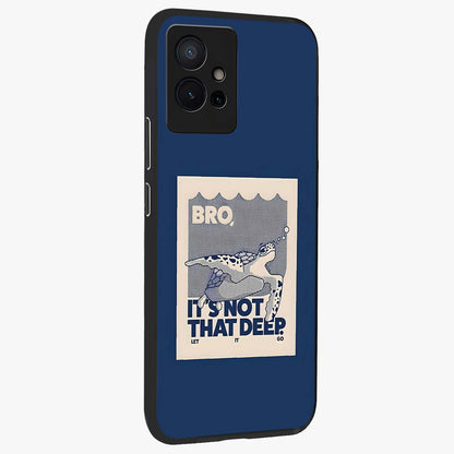 Worry Less Swim Glass Case upright view showcasing cheerful artistic artwork with carefree inspirational theme.