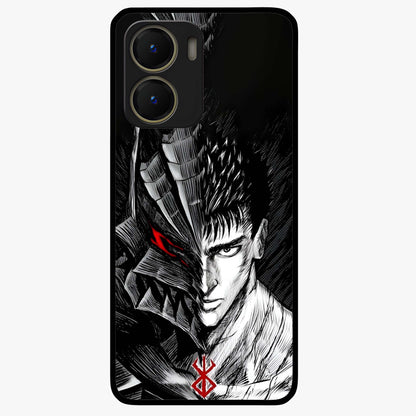 Berserker Blood Oath Glass Case showing flat back view with fierce warrior inspired artwork and glossy glass finish.