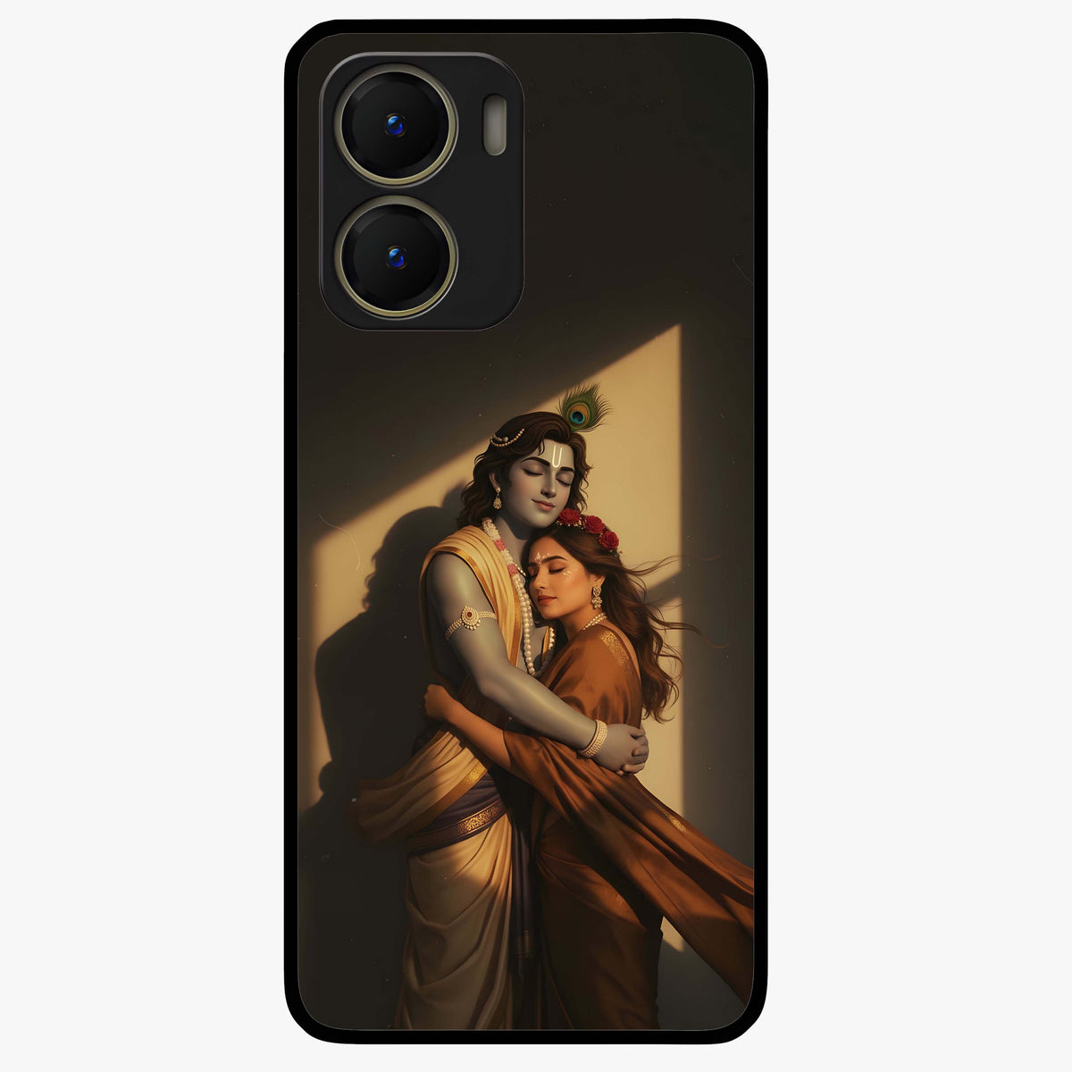 Divine Eternal Love Glass Case showing flat back view with spiritual love themed artwork and glossy glass finish.