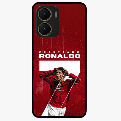 Goal Celebration Legacy Glass Case showing flat back view with football celebration inspired artwork and glossy glass finish.