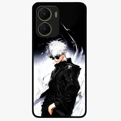 Limitless Shadow King Glass Case showing flat back view with powerful shadow warrior artwork and glossy glass finish.