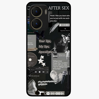 Midnight Love Echo Glass Case showing flat back view with romantic midnight themed artwork and glossy glass finish.