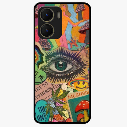 Mystic Eye Wonderland Glass Case showing flat back view with mystical eye themed artwork and glossy glass finish.