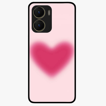 Pink Aura Heart Glass Case showing flat back view with glowing heart artwork and glossy glass finish.