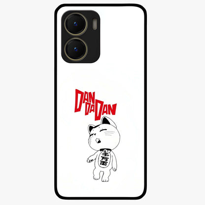 Playful Spirit Charm Glass Case showing flat back view with cheerful charm themed artwork and glossy glass finish.
