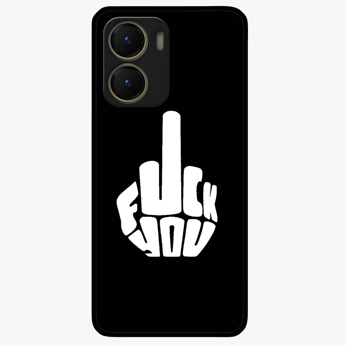 Rebel Mode On Glass Case showing flat back view with bold rebellious typography artwork and glossy glass finish.