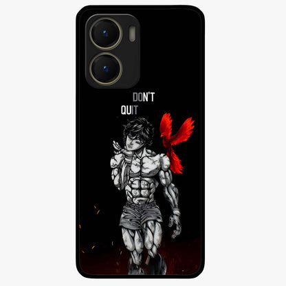 Rise Beyond Limits Glass Case showing flat back view with motivational typography artwork and glossy glass finish.
