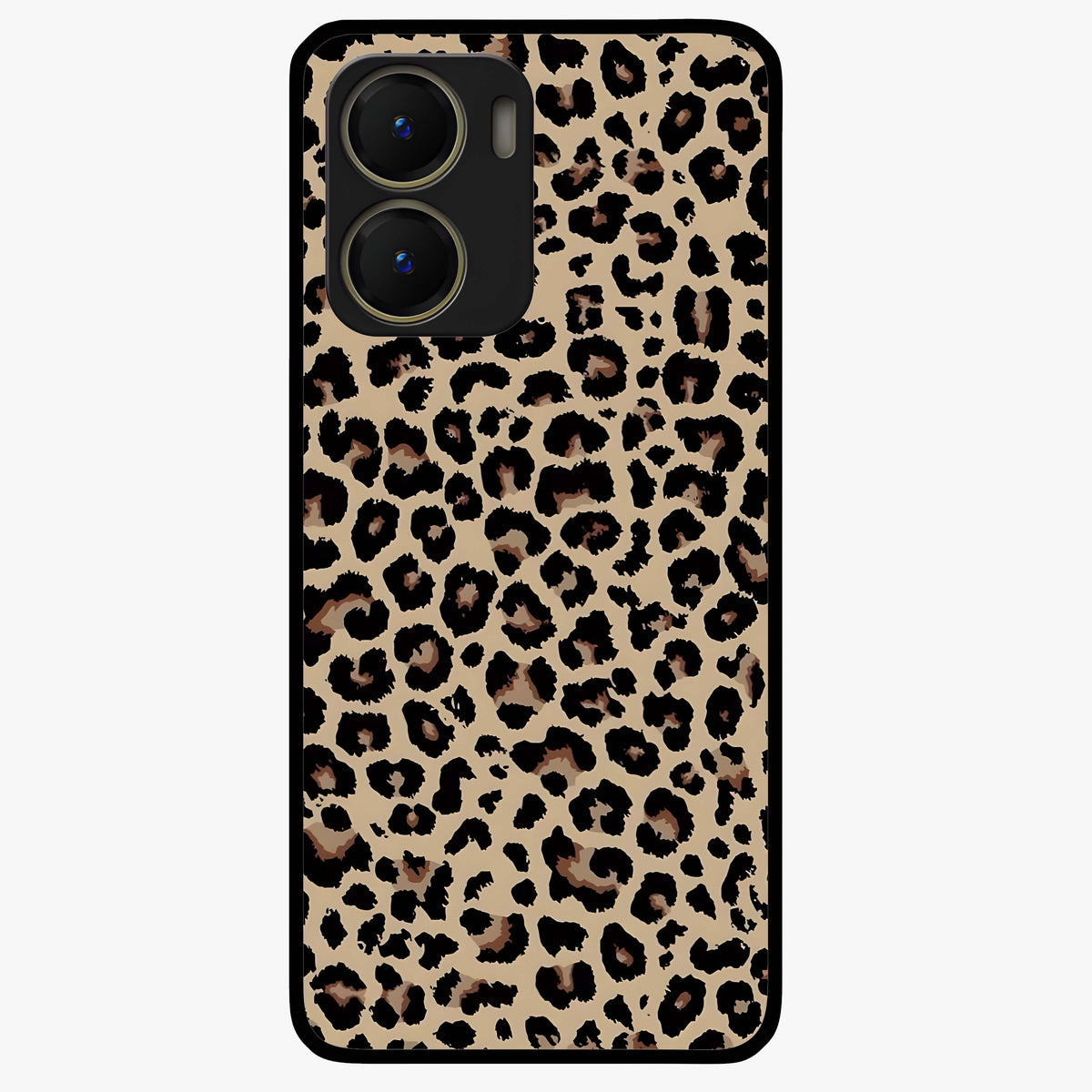 Savage Chic Pattern Glass Case showing flat back view with stylish patterned artwork and glossy glass finish.