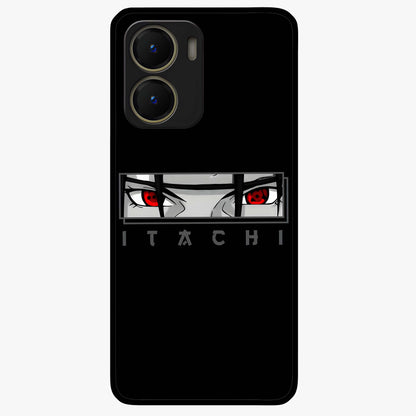 Scarlet Gaze Dominance Glass Case showing flat back view with striking red themed artwork and glossy glass finish.