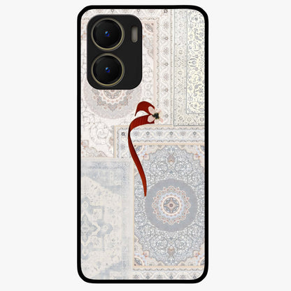 White Aesthetic Bow Glass Case showing flat back view with minimal bow artwork and glossy glass finish.