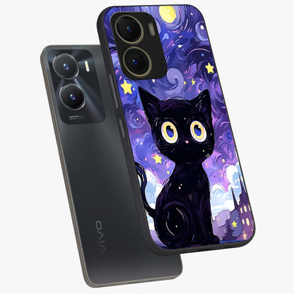 Abstract Cat Art Glass Case displayed in angled mockup highlighting modern abstract cat artwork and sleek glass surface.