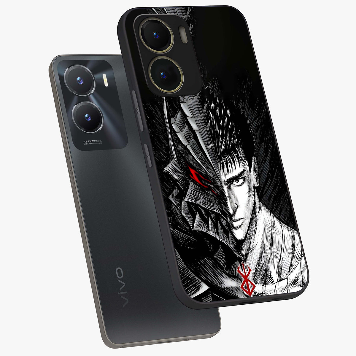 Berserker Blood Oath Glass Case displayed in angled mockup highlighting dark fantasy graphic design and powerful theme.