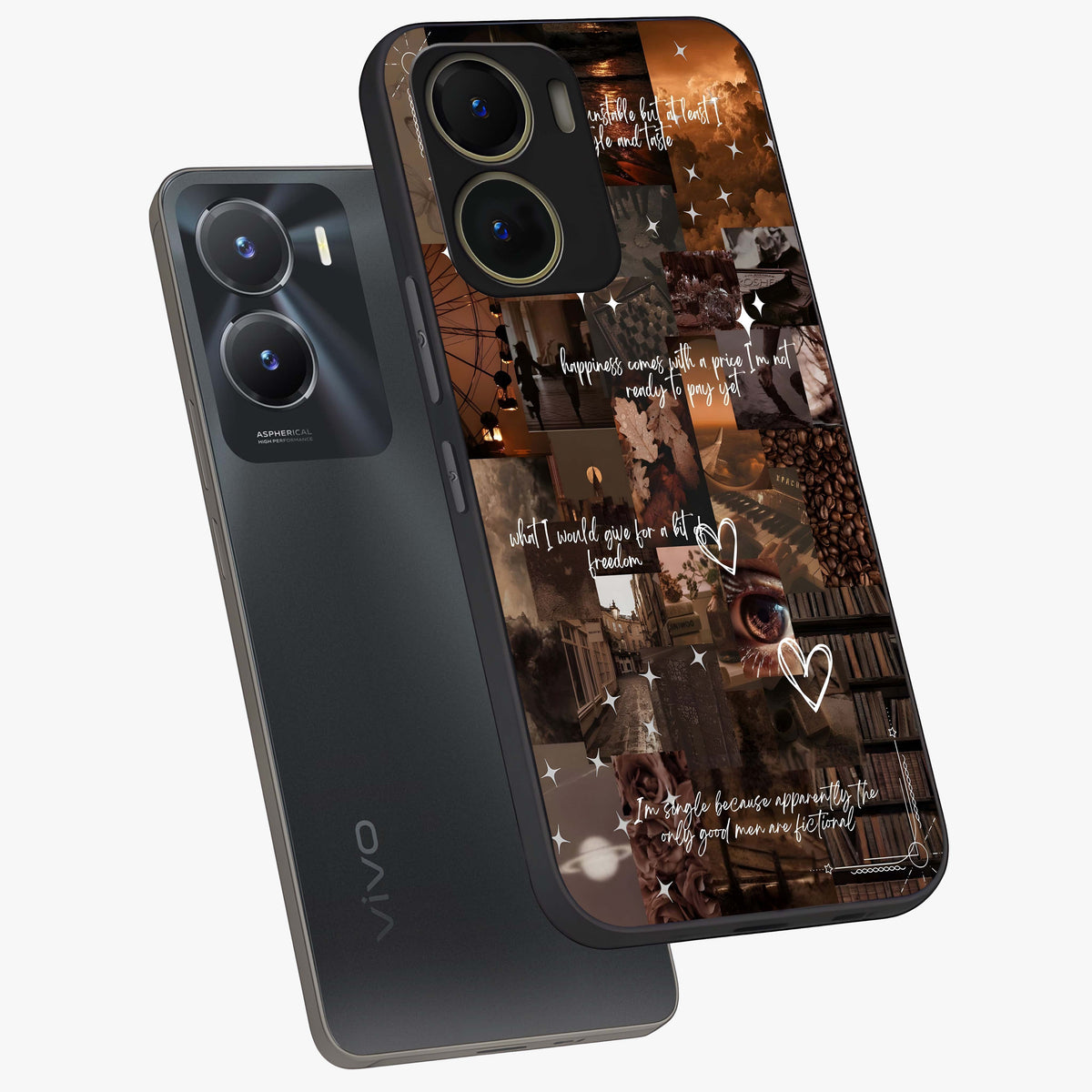 Bittersweet Aesthetic Chaos Glass Case displayed in angled mockup highlighting expressive abstract artwork and edgy aesthetic theme.
