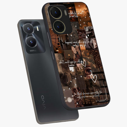 Bittersweet Aesthetic Chaos Glass Case displayed in angled mockup highlighting expressive abstract artwork and edgy aesthetic theme.