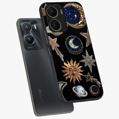 Celestial Gem Constellations Glass Case displayed in angled mockup highlighting gemstone inspired constellation design.