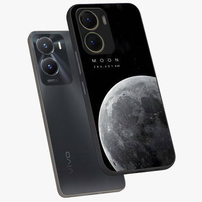 Cosmic Moon Glow Glass Case displayed in angled mockup highlighting celestial moon design with cosmic aesthetic theme.