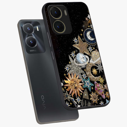 Cosmic Sparkle Dreams Glass Case displayed in angled mockup highlighting dreamy star sparkle design with celestial aesthetic.