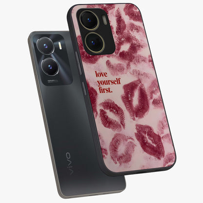 Crimson Kiss Love Glass Case displayed in angled mockup highlighting bold love inspired design with modern aesthetic style.