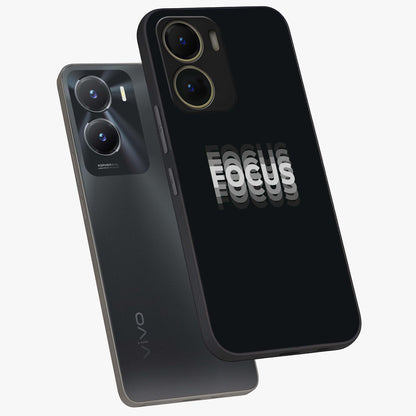 Focus Mode On Glass Case displayed in angled mockup highlighting clean minimal text artwork with modern aesthetic style.