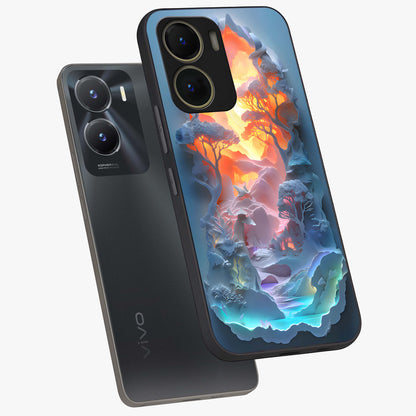 Glow Forest Portal Glass Case displayed in angled mockup highlighting mystical forest design with magical glowing aesthetic.