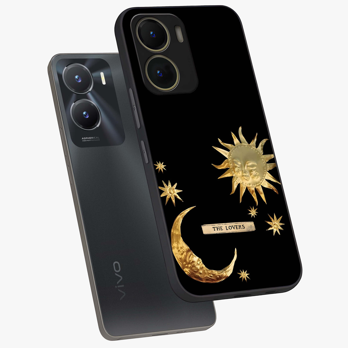 Gold Sun Blush Glass Case displayed in angled mockup highlighting radiant sun design with warm golden aesthetic.