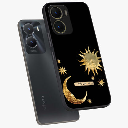 Gold Sun Blush Glass Case displayed in angled mockup highlighting radiant sun design with warm golden aesthetic.