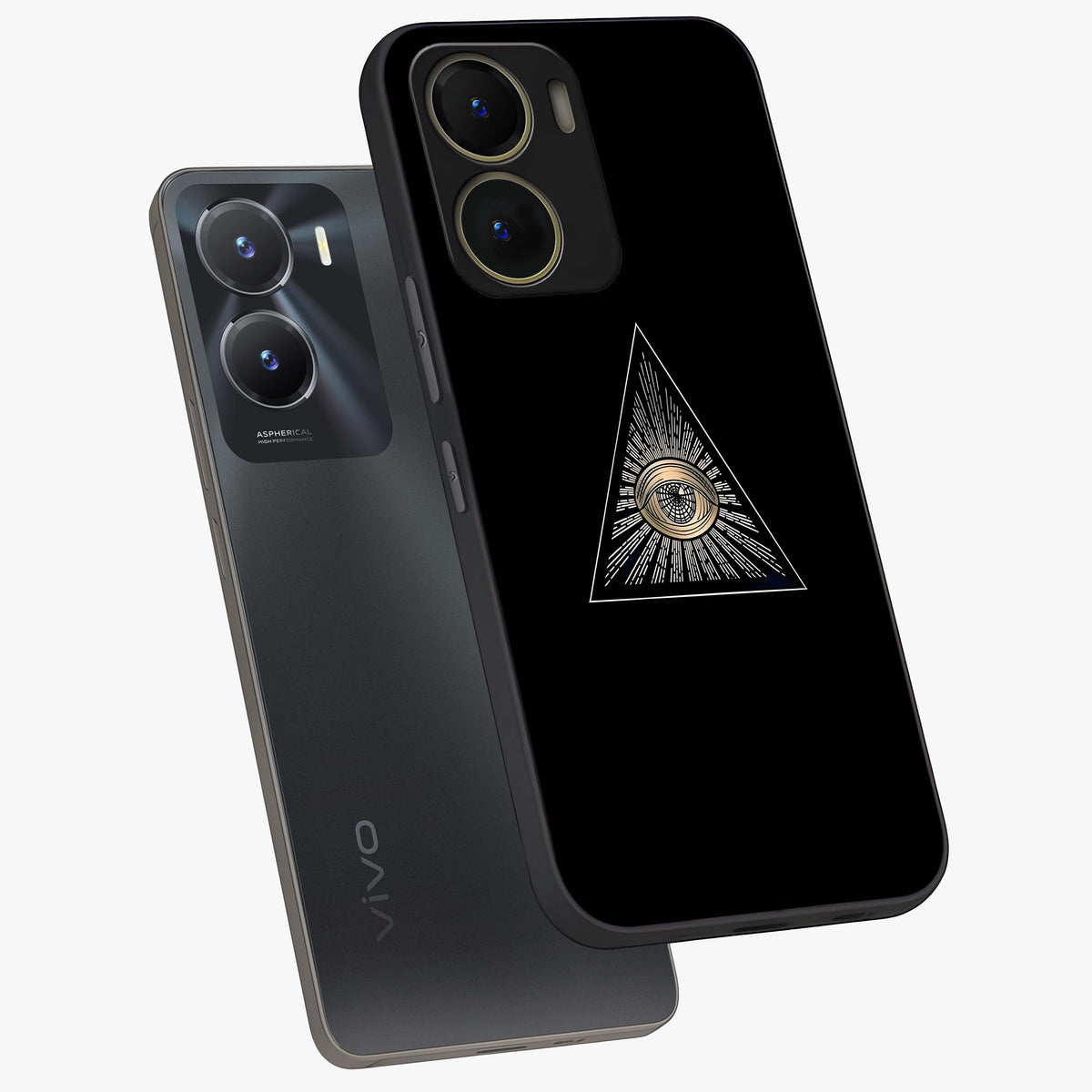 Illuminati Evil Glass Case displayed in angled mockup highlighting dark occult inspired design with bold aesthetic style.