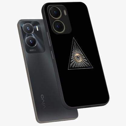 Illuminati Evil Glass Case displayed in angled mockup highlighting dark occult inspired design with bold aesthetic style.