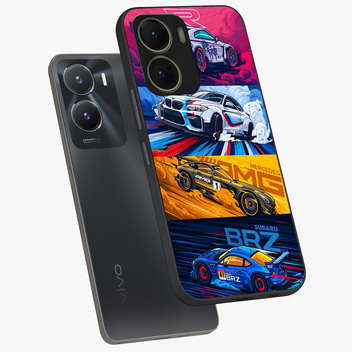 JDM Sports Car Glass Case displayed in angled mockup highlighting sleek Japanese racing car design with automotive aesthetic.