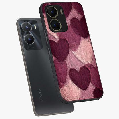 Layered Paper Hearts Glass Case displayed in angled mockup highlighting creative paper craft heart design with romantic aesthetic.