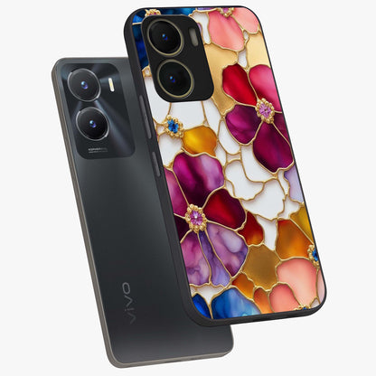 Marble Flower Pattern Glass Case displayed in angled mockup highlighting elegant marble floral design with modern aesthetic.
