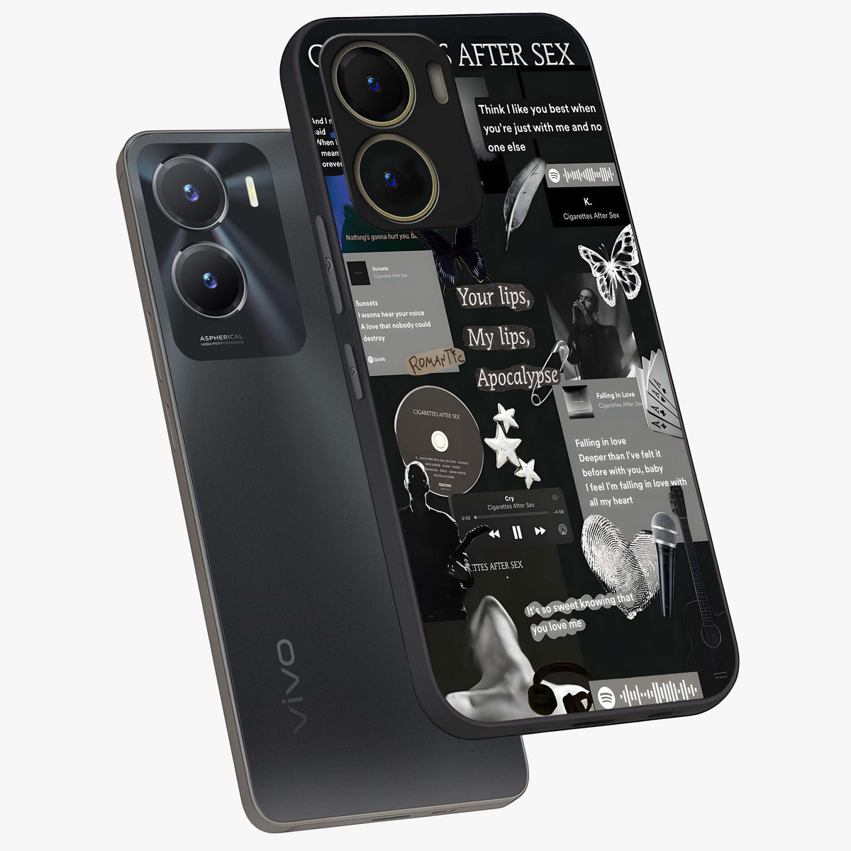 Midnight Love Echo Glass Case displayed in angled mockup highlighting elegant love inspired design with deep aesthetic style.