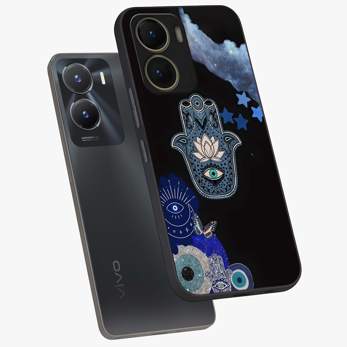 Mystic Hand Aura Glass Case displayed in angled mockup highlighting magical aura design with spiritual aesthetic style.