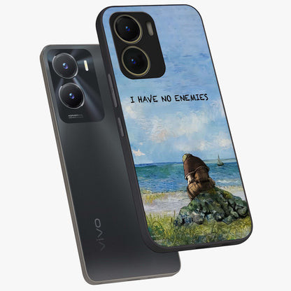 Peace Beyond War Glass Case displayed in angled mockup highlighting meaningful message design with artistic aesthetic style.