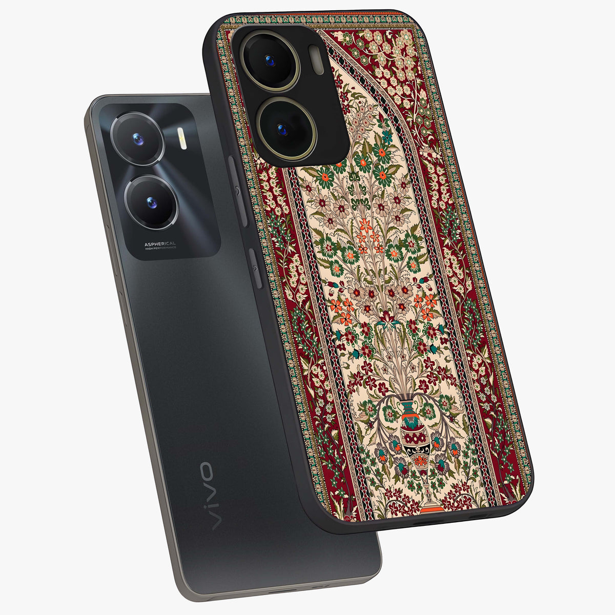 Persian Inspired Glass Case displayed in angled mockup highlighting intricate traditional design with elegant cultural aesthetic.