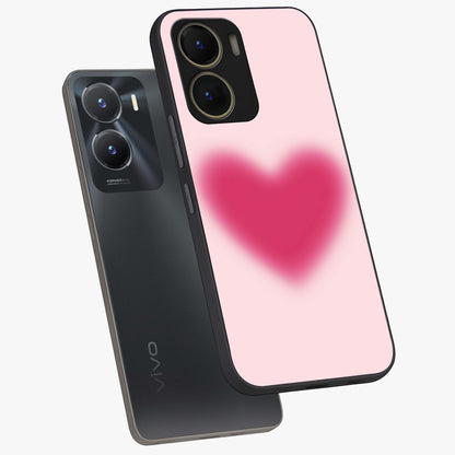 Pink Aura Heart Glass Case displayed in angled mockup highlighting vibrant pink heart design with dreamy aura aesthetic.