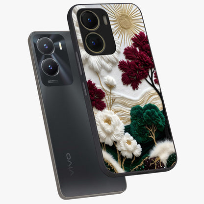 Radiant Bloom Elegance Glass Case displayed in angled mockup highlighting graceful floral design with radiant aesthetic style.