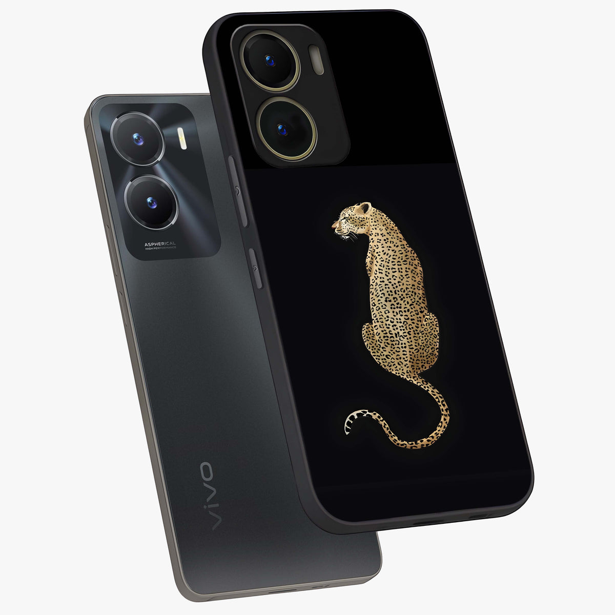 Regal Leopard Glass Case displayed in angled mockup highlighting powerful animal illustration with stylish wild aesthetic.